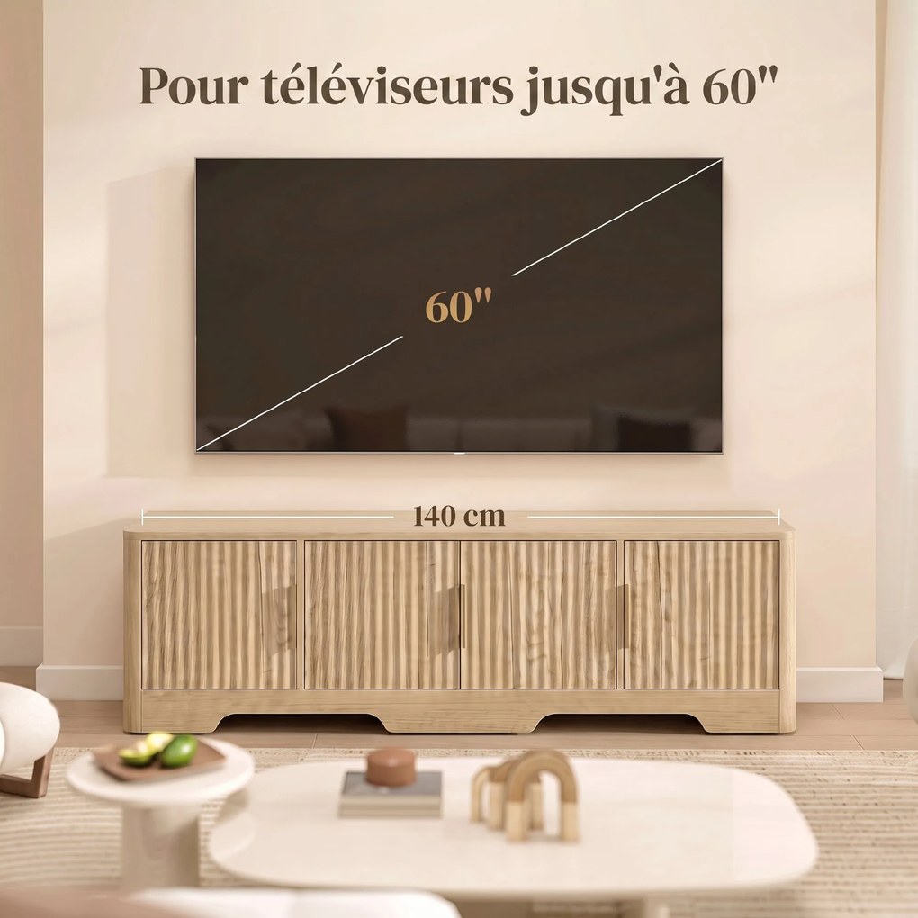Móvel TV, 140 x 40 x 40 cm, Para Televisores até 60 Polegadas, Cor Carvalho