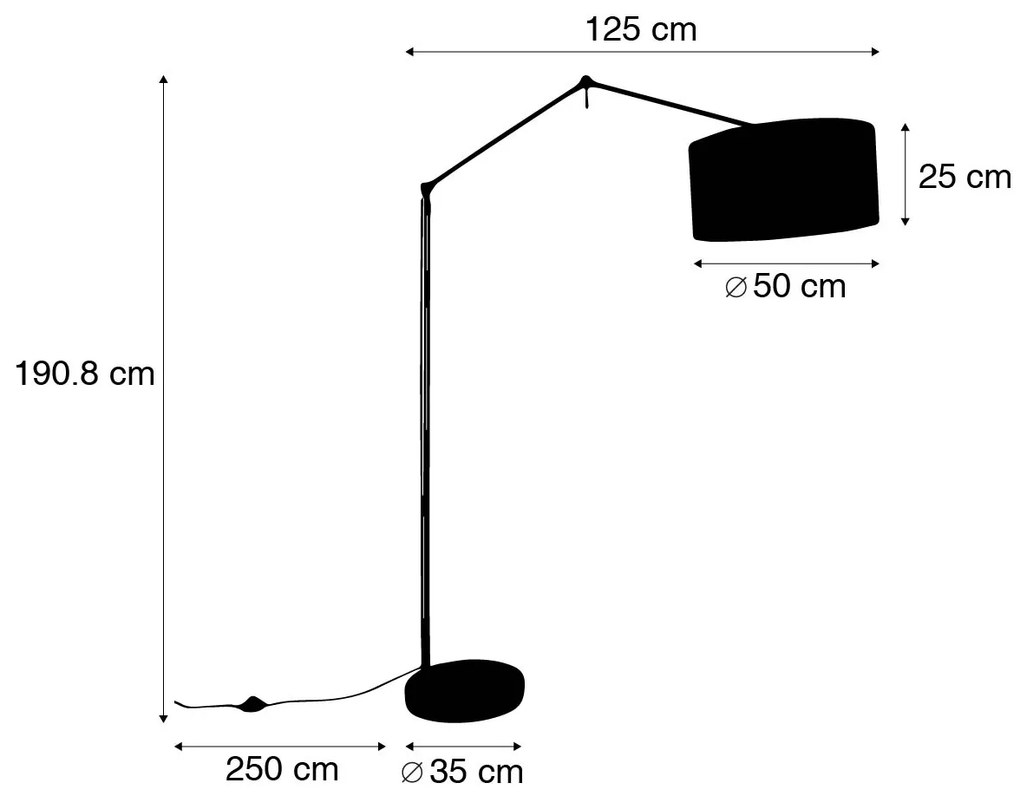 Candeeiro de pé dourado com abajur em bouclé castanho 50 cm regulável - Editor Design,Moderno