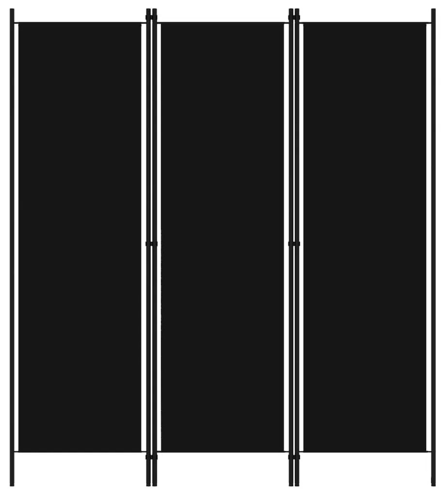 vidaXL Divisória de quarto com 3 painéis 150x180 cm preto