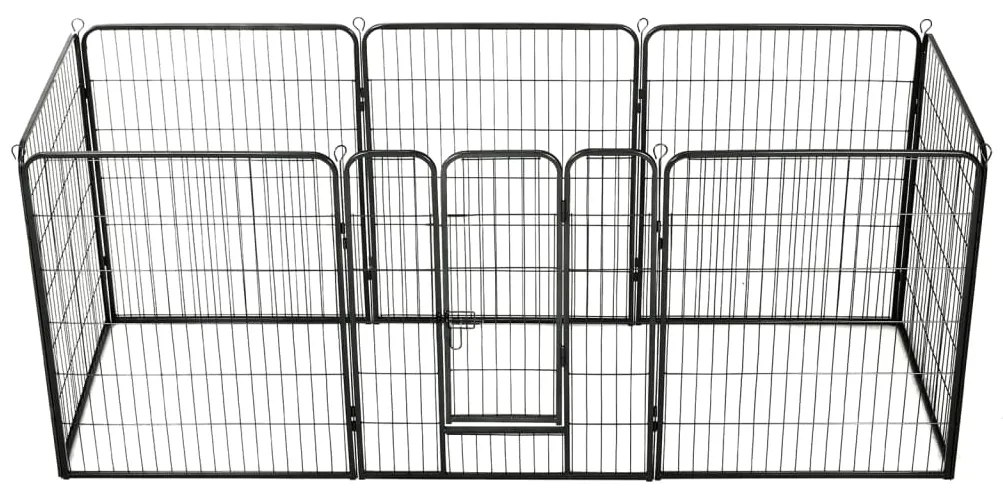 vidaXL Parque para cães 8 painéis aço 80x100 cm preto
