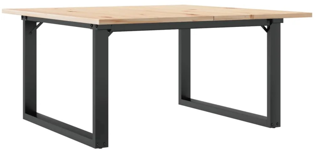 Mesa de centro estrutura em O 80x80x45 cm pinho e aço