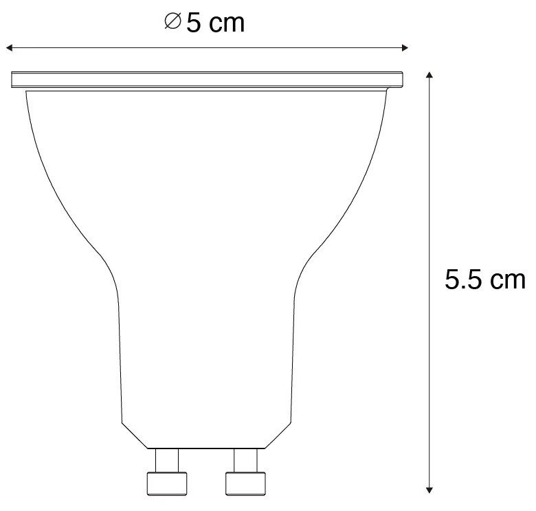 Conjunto de 5 GU10 dimbare LED lamp 3W 200 lm 2200 - 6500K