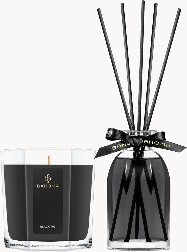 Difusor com varetas e vela perfumada Black Fig (figo, anis, folha verde)