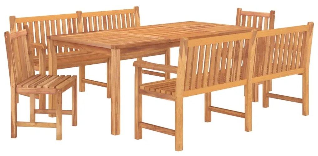 5 pcs conjunto de jantar p/ jardim madeira de teca maciça