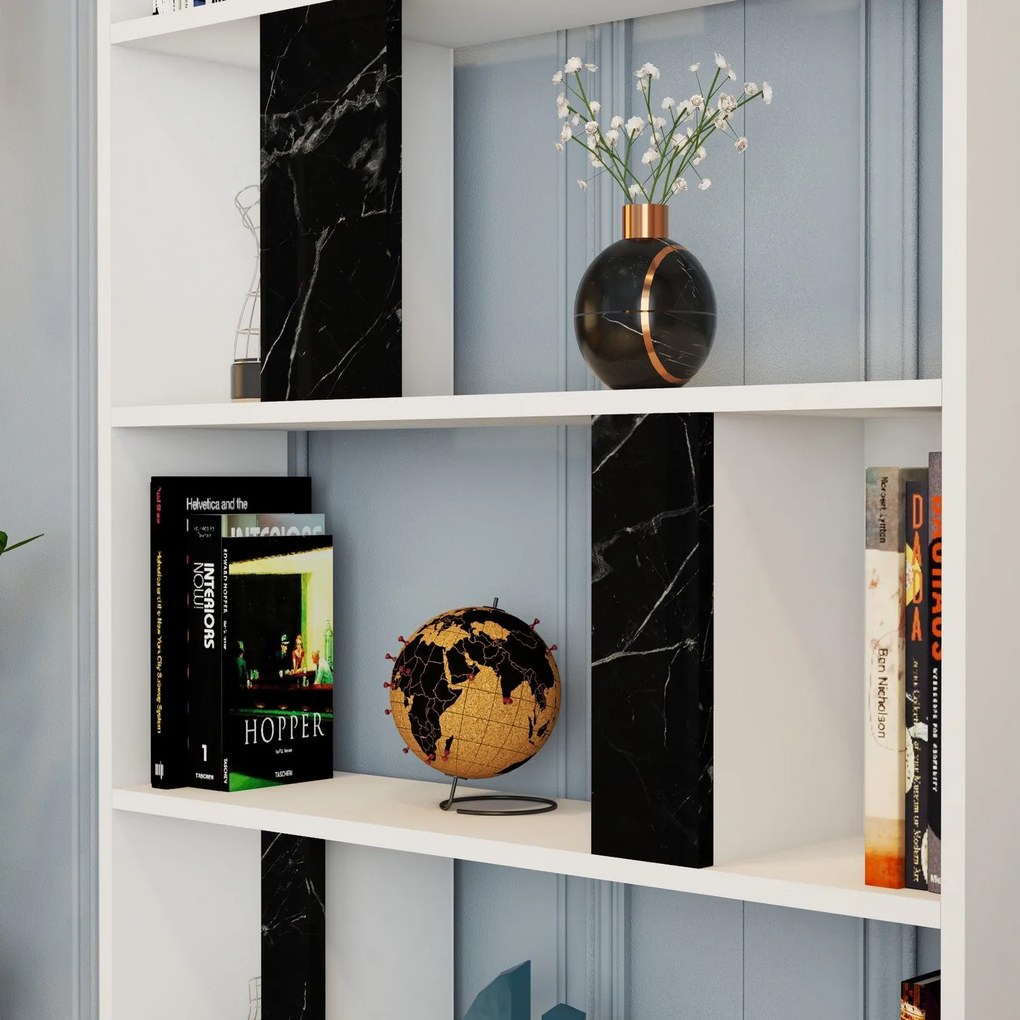 Estante Lima – Branco/Preto – 90 cm x 180 cm x 20 cm