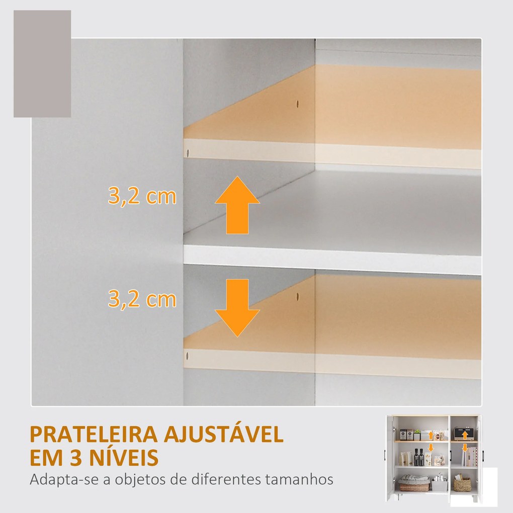 Aparador para Sala de Estar Móvel Buffet com 3 Portas e Prateleiras Ajustáveis 90x30x90 cm Branco e Madeira