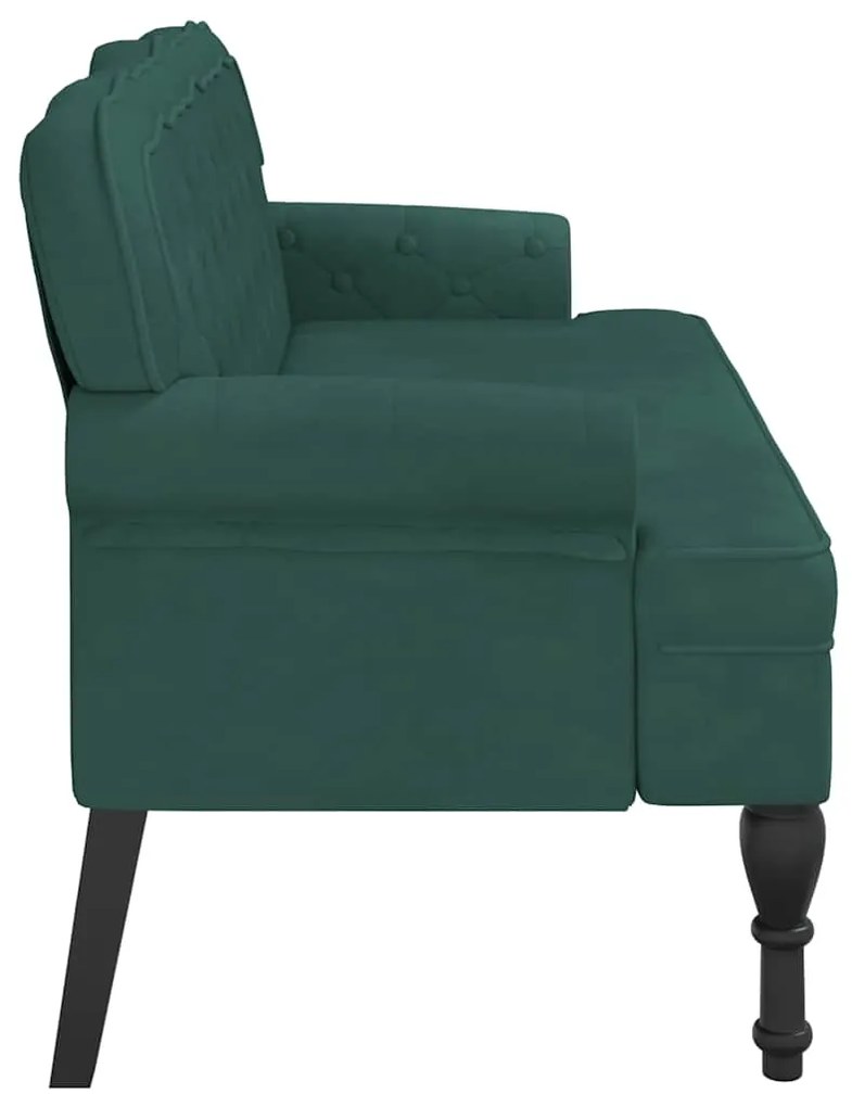 Banco com encosto 119,5x64,5x75 cm veludo verde-escuro