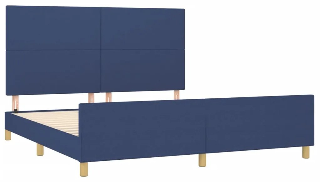 Estrutura de cama sem colchão 160x200 cm tecido azul