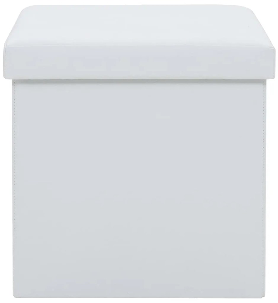 Bancos de arrumação dobráveis 2 pcs couro artificial branco