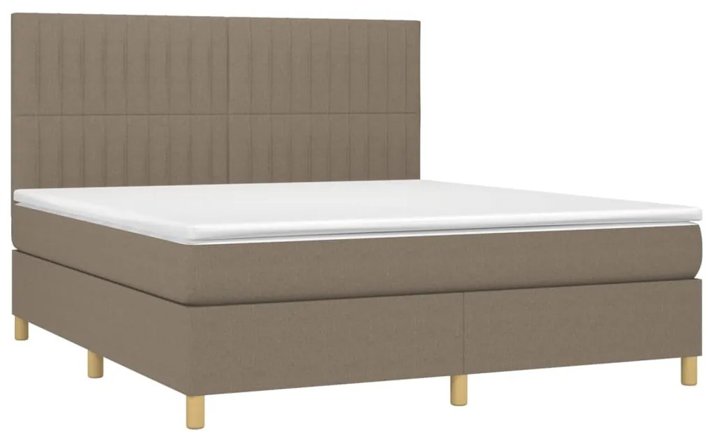 Cama box spring colchão/LED 160x200 cm tecido cinza-acastanhado