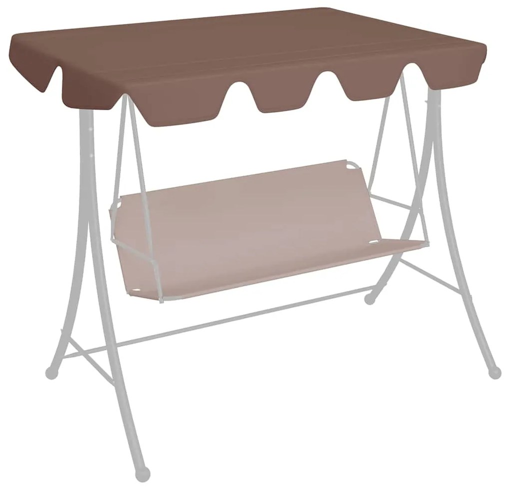 Toldo suplente p/ baloiço de jardim 150/130x105/70 cm castanho