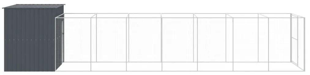 Casota p/ cães c/ parque 214x865x181 cm aço galvaniz. antracite