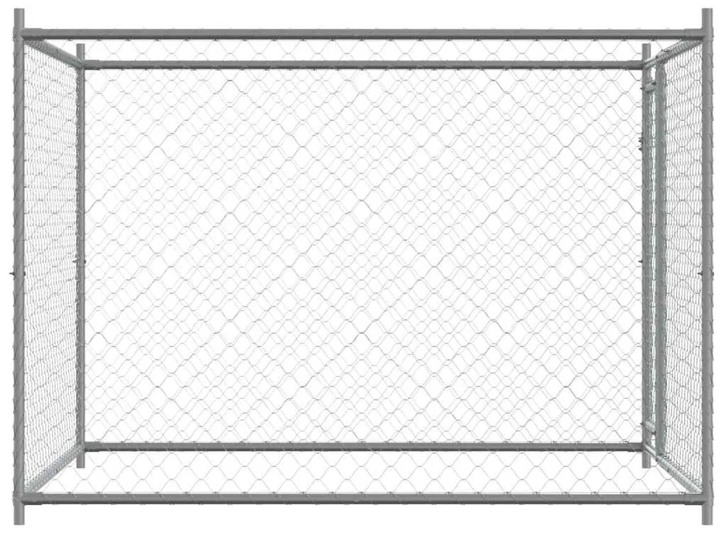 Jaula para cão com porta 2x2x1,5 m aço galvanizado cinzento