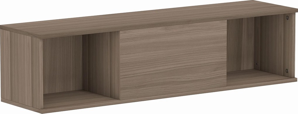 Armário de Parede Móvel para TV Suspenso com 2 Compartimentos Abertos e Porta Rebatível 120x30x29,5 cm castanho Escuro