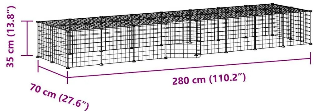 Gaiola p/ animais de 36 painéis c/ porta 35x35 cm aço preto