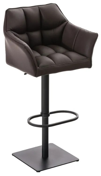 Banco de bar Damaso em couro sintético e estrutura preta 64 x 88-113 x 45 cm Castanho