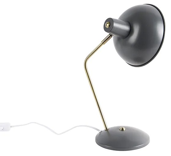 Candeeiro de mesa retro cinzento com bronze - Milou Moderno