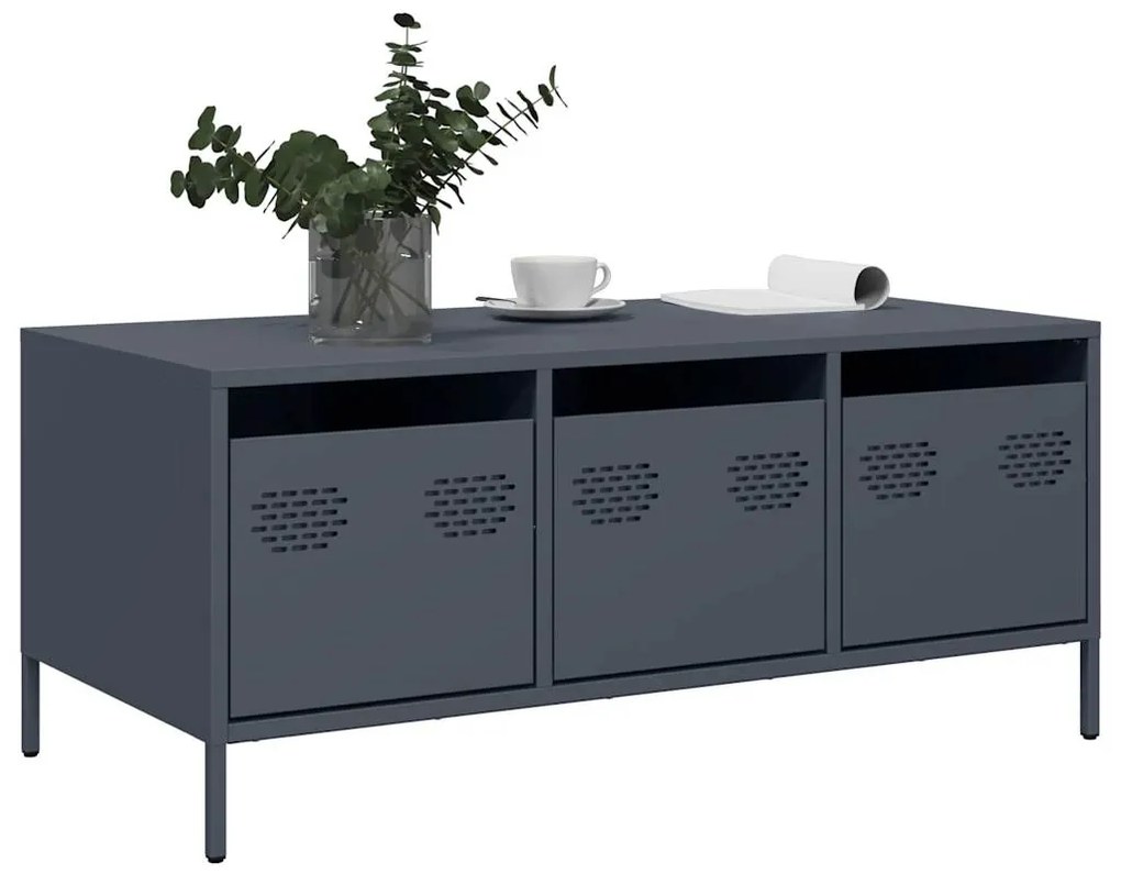 Mesa de centro 101,5x50x43,5 cm aço laminado a frio antracite