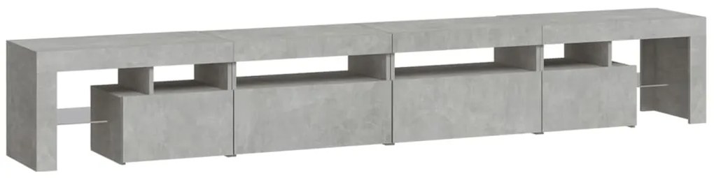 Móvel de TV com luzes LED 260x36,5x40 cm cinzento cimento