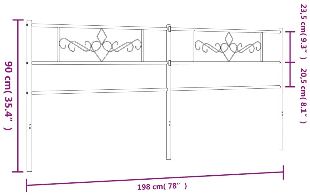 Cabeceira de cama 193 cm metal branco