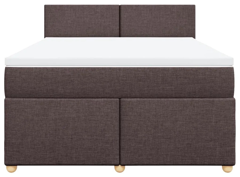 Cama com molas/colchão 160x200 cm tecido castanho-escuro
