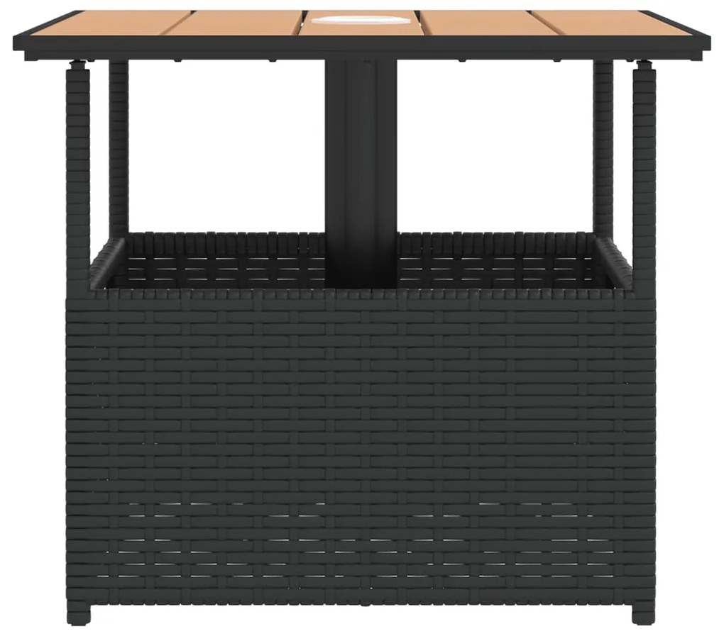 Mesa jardim c/ orifício guarda-sol 55x55x46,5cm vime PE preto