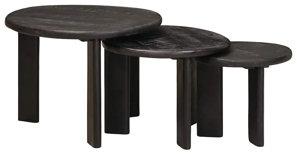 vidaXL Mesas de Café Empilháveis 3 pcs Branco Madeira de manga maciça