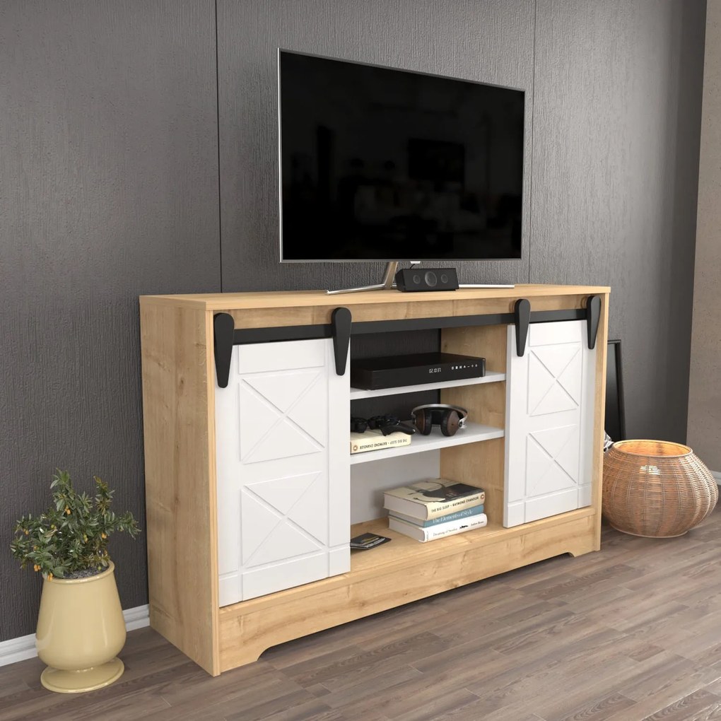 Móvel TV Nisay – Branco Safira – 140 cm x 35 cm x 85 cm