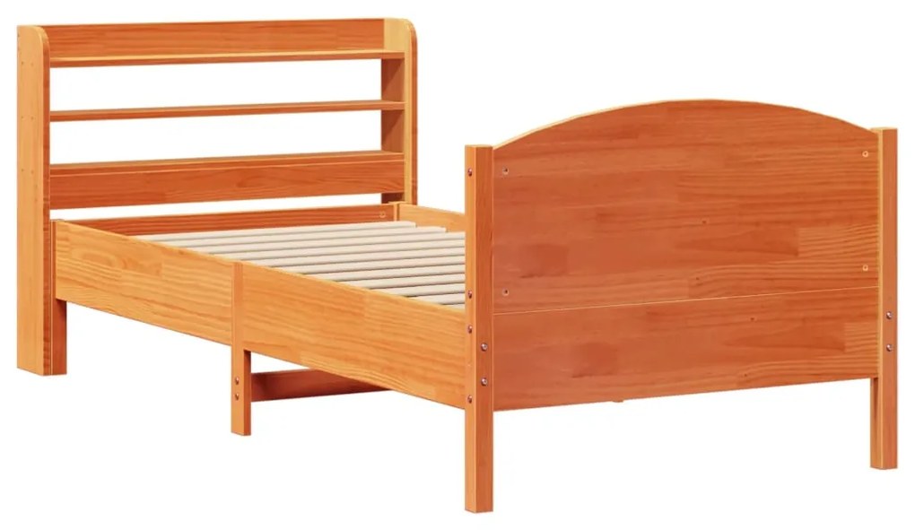 Cama sem colchão 90x190 cm madeira de pinho maciça castanho-mel