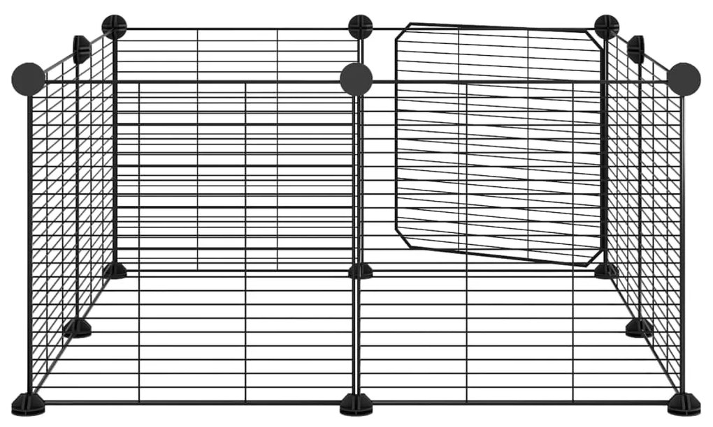 Gaiola p/ animais de 8 painéis c/ porta 35x35 cm aço preto