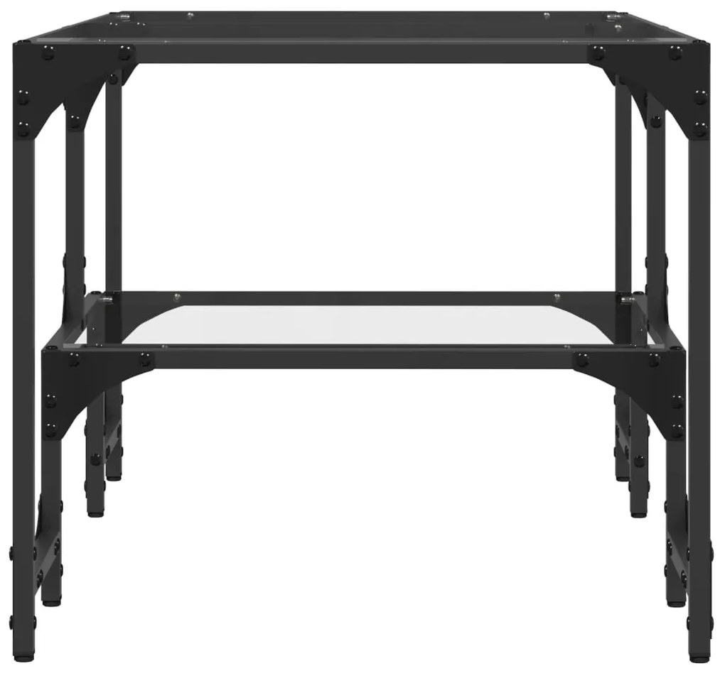 Mesa de centro c/ topo em vidro transparente 98,5x50x45 cm aço