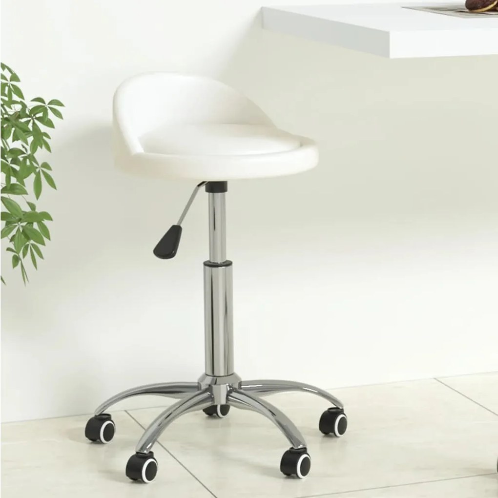 vidaXL Cadeira de jantar giratória couro artificial branco