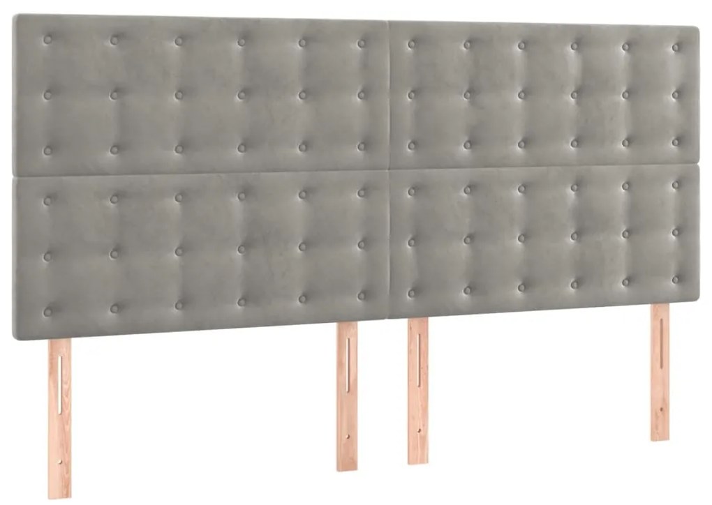 Cama com molas/colchão 160x200 cm veludo cinzento-claro