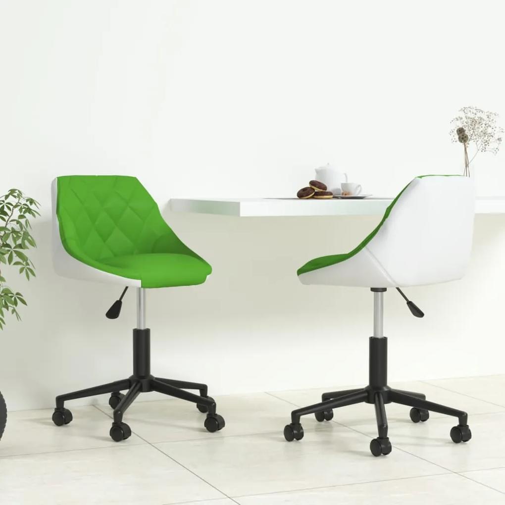 Cadeiras jantar giratórias 2 pcs couro artificial verde/branco