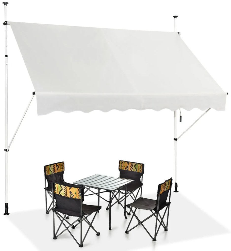 Toldo telescópico e retrátil resistente aos raios UV impermeável com manivela manual altura regulável para janela varanda 250 x 125 cm bege