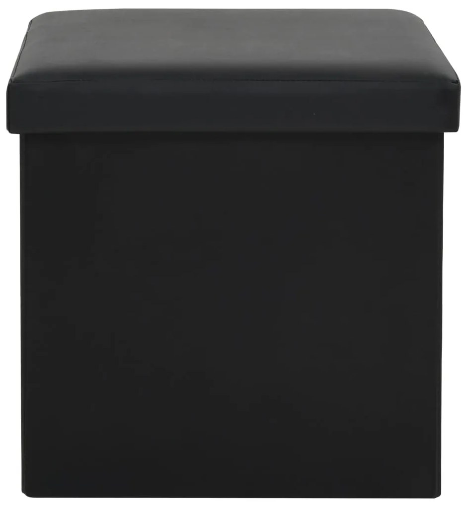 Bancos de arrumação dobráveis 2 pcs couro artificial preto