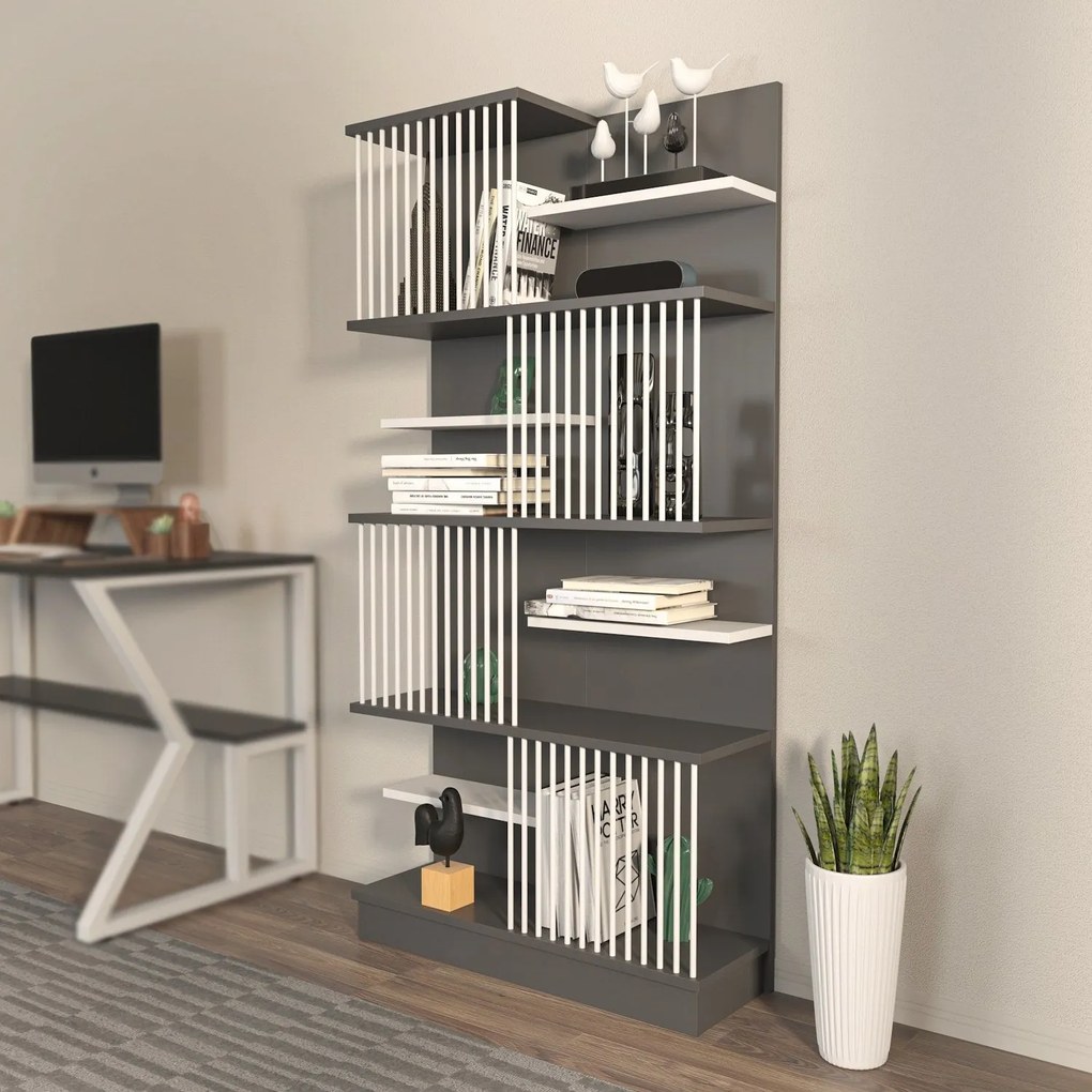 Estante Arya – Antracite e Branco – 80x160x24,6 cm