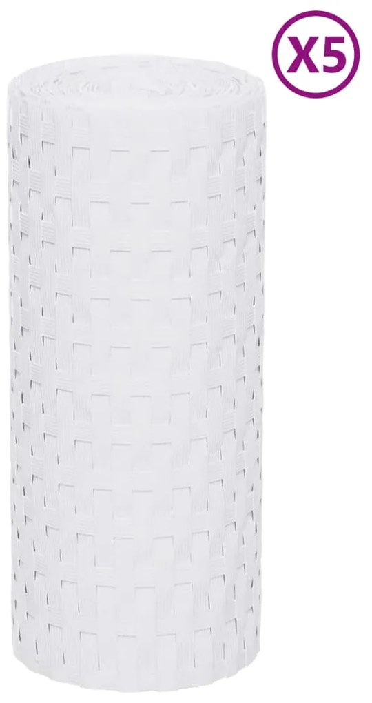 Telas de varanda 5 pcs 255x19 cm vime PE branco