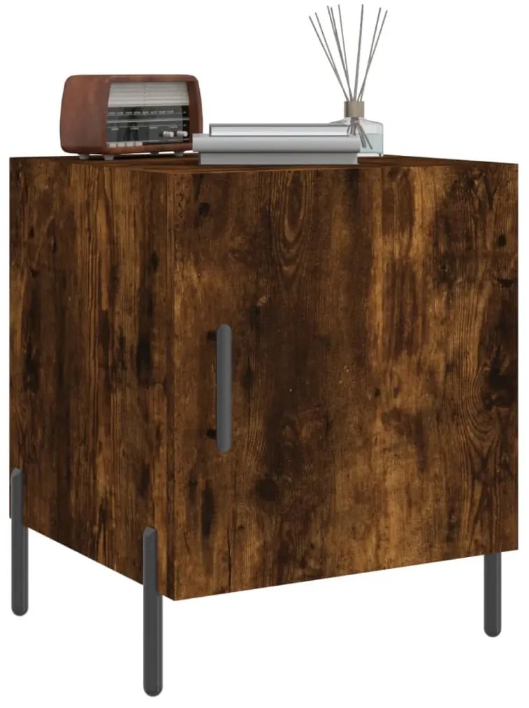 Mesa cabeceira 2pcs 40x40x50cm derivado madeira carvalho fumado