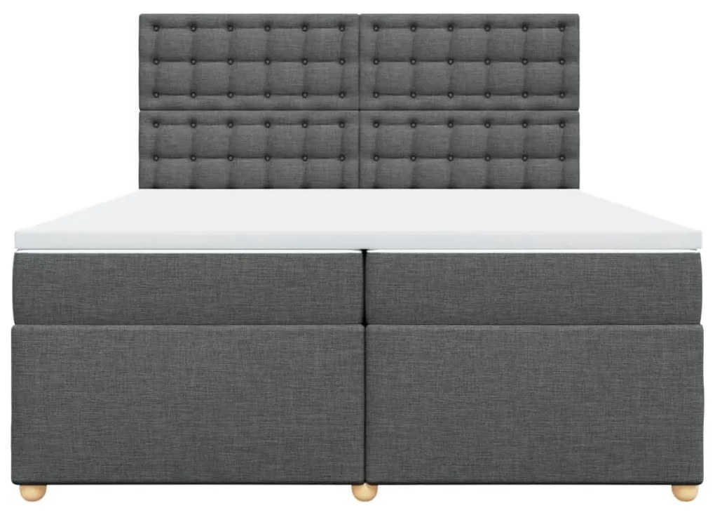 Cama com molas/colchão 200x200 cm tecido cinzento-escuro
