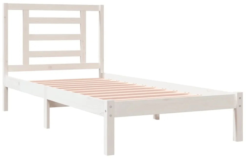 Cama sem colchão 90x200 cm madeira de pinho maciça branco