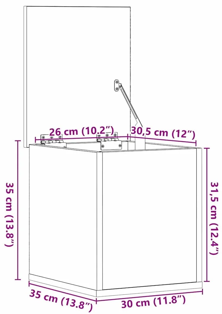 Caixa de Armazenamento vidaXL com Tampa Madeira Antiga 30x35x35 cm Mad
