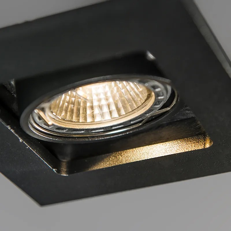 Conjunto de 10 focos embutidos quadrados pretos - Qure Moderno