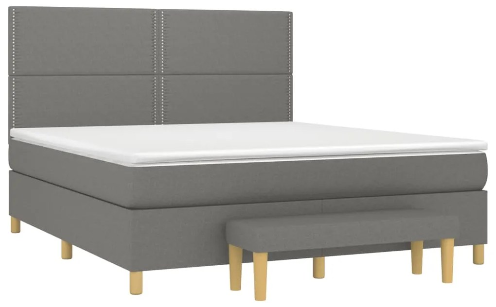 Cama com molas/colchão 160x200 cm tecido cinzento-escuro