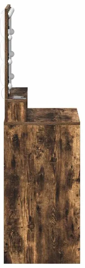 Mesa de Maquilhagem com Luzes LED em Carvalho Fumado 50x41x135 cm