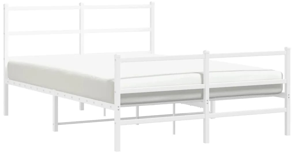 Estrutura de cama com cabeceira e pés 140x200 cm metal branco