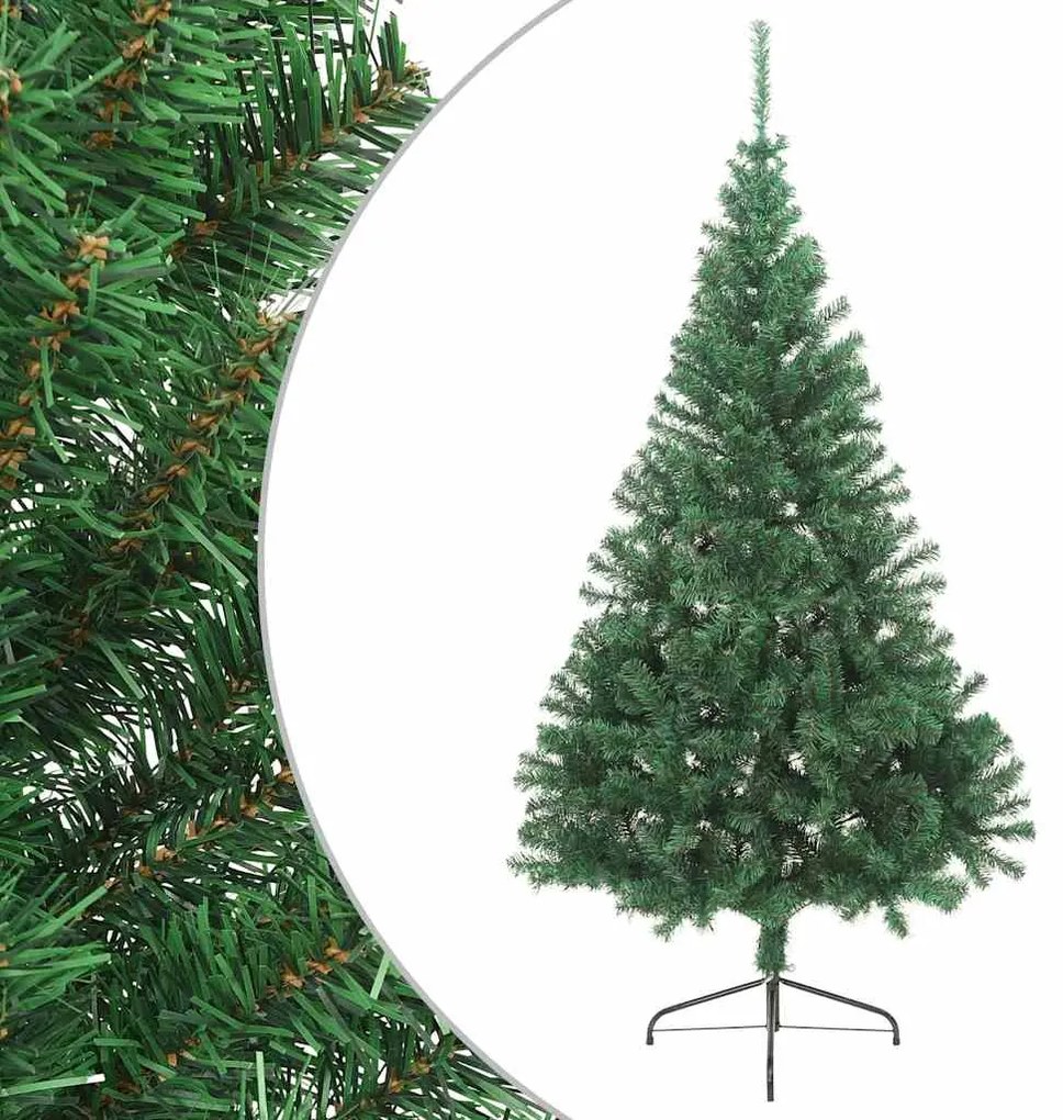 vidaXL Meia árvore de Natal artificial com suporte 180 cm PVC verde