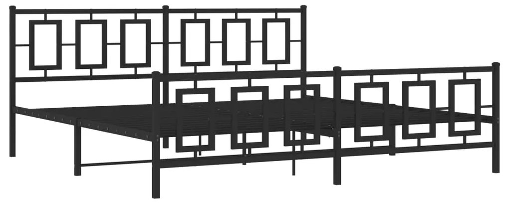 Estrutura de cama com cabeceira e pés 193x203 cm metal preto