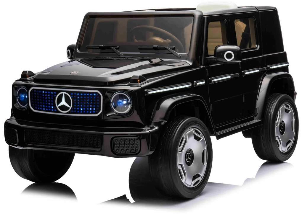 Carro elétrico para crianças Mercedes-Benz EQG 12V, partes da carroçaria iluminadas com LED, controlo remoto de 2,4 GHz, entrada USB/AUX, bateria de l