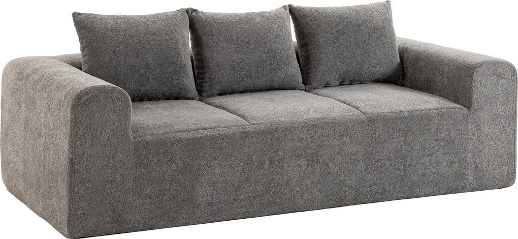 HOMCOM Sofá 3 Lugares em Chenille 220 cm, Sofá de Sala Moderno com Assento e Apoios de Braço Largos, 3 Almofadas, Cinza | Aosom Portugal